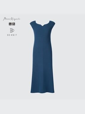 UNIQLO Women’s navy 3D Knit Sleeveless Midi Dress S